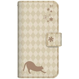 CaseMarket｜ケースマーケット NYAGO iPhone14Pro スリム手帳型ケース NYAGO ノート フレンチ フラワー ダイアリー キャット シルエット ダイヤ柄 & のびのび？！ クリーム iPhone14Pro-BNG2S2456-78