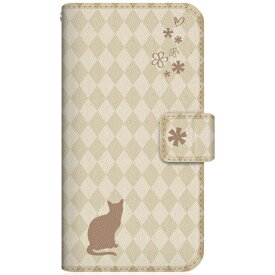 CaseMarket｜ケースマーケット NYAGO iPhone14Pro スリム手帳型ケース NYAGO ノート フレンチ フラワー ダイアリー キャット シルエット ダイヤ柄 & おすましだにゃん。 クリーム iPhone14Pro-BNG2S2458-78