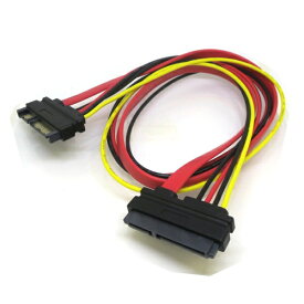 変換名人 SATA＋SATA電源（オス-メス）延長ケーブル 50cm レッド SA7879