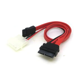 変換名人 Slim Line SATA→SATA+電源 変換ケーブル レッド SA7763