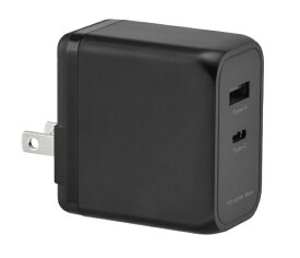 グリーンハウス｜GREEN HOUSE USB-AC充電器 2ポート 65W ブラック ブラック GH-ACU2GD-BK [2ポート /USB Power Delivery対応 /GaN(窒化ガリウム) 採用]