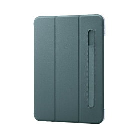 ELECOM｜エレコム 10.9インチ iPad（第10世代）用 フラップケース ソフトレザー Apple Pencil収納 スリープ対応 グリーン TB-A22RWVFPGN