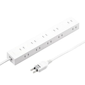 サンワサプライ｜SANWA SUPPLY 電源タップ 2P 10個口　強力ネオジムマグネット　シャッター付 TAP-2210-2W