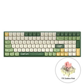 iQunix｜アイキューニックス ゲーミングキーボード F97(TTC Golden Pink軸・英語配列) Camping iq-f97-camping-ttc-golden-pink [有線・ワイヤレス /Bluetooth・USB]