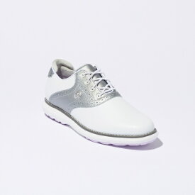 フットジョイ｜FootJoy 25.0cm レディース ゴルフシューズ WOMEN’S FJ トラディションズ スパイクレス W：3E相当(ホワイト×シルバー) 97897 W080【返品交換不可】
