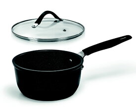 Barazzoni｜バラゾーニ 耐熱ガラス蓋付 ソースパン（16cm） 33-CARATI ブラック 85511001697-GL [IH対応]