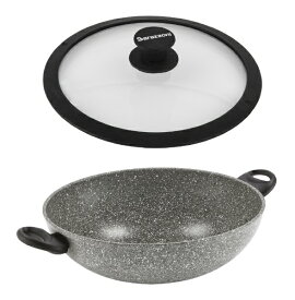 Barazzoni｜バラゾーニ シリコンエッジ耐熱ガラス蓋付 ウォーク（32cm） MONOLITICA INDUCTION グレー 85515613289-SL [IH対応]【処分品の為、外装不良による返品・交換不可】