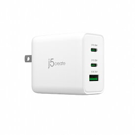 j5 create｜ジェイファイブクリエイト GaN USB3ポート急速充電器 PD65W対応 ホワイト JUP3365 [USB Power Delivery対応 /3ポート /GaN(窒化ガリウム) 採用]