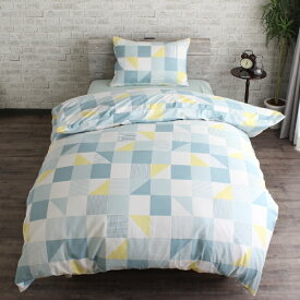 小栗｜OGURI メリーナイト 掛け布団カバー 「スクエア」 グリーン シングルロング 約150×210cm 両サイドファスナー ふとんが入れやすい 洗える 速乾 シワになりにくい FF12115-53 グリーン FF12115-53