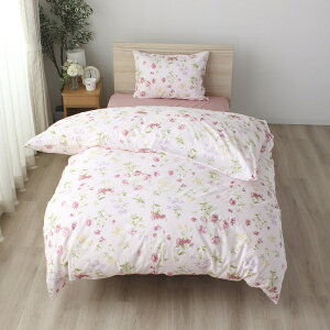 小栗|OGURI メリーナイト 掛け布団カバー 「ボタニカルガーデン」 ピンク シングルロング 約150×210cm 両サイドファスナー ふとんが入れやすい 綿100% オールシーズン 洗える FF12120-16 ピンク F