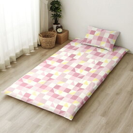 小栗｜OGURI メリーナイト 着脱簡単 L字ファスナー 敷布団カバー 「スクエア」 ピンク シングルロング 約105×215cm 大きく開く ふとんが入れやすい 洗える 衛生 清潔 速乾 シワになりにくい オールシーズン FF13115-16 ピンク FF13115-16