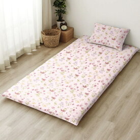 小栗｜OGURI メリーナイト 着脱簡単 L字ファスナー 綿100％ 敷布団カバー 「ボタニカルガーデン」 ピンク シングルロング 約105×215cm 大きく開く ふとんが入れやすい 洗える 衛生 清潔 オールシーズン FF13120-16 ピンク FF13120-16