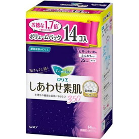 花王｜Kao Laurier（ロリエ）しあわせ素肌 ボリュームパック 特に多い夜用 35cm 羽つき 無香料 14個
