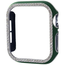 GAACAL｜ガーカル Apple Watch Series 7-8 45mm スワロフスキーフレーム グリーンシルバー W00065GS6