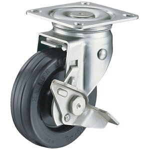 ハンマーキャスターセールス|HAMMER CASTER ハンマー Sシリーズオールステンレス 旋回式ゴム車輪 100mm ストッパー付 313S-RU100