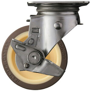 ハンマーキャスターセールス|HAMMER CASTER ハンマー Sシリーズオールステンレス 旋回式ウレタン車輪(ローラーベアリング)100mm ストッパー付 313S-UB100