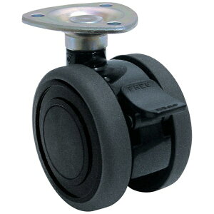 東海キャスター|TOKAI CASTER 東海 プレート式双輪キャスター(エラストマー車) 60MMストッパー付き 黒色 TE60JS