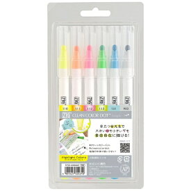 呉竹｜Kuretake ZIG クリーンカラードットシングル 水性マーカー 6色セット ハイライトカラーセット TCSD-6100/6VC