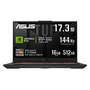 ASUS�b�G�C�X�[�X �Q�[�~���O�m�[�g�p�\�R�� TUF Gaming A17 ���J�O���[ FA707NU-R7R4050 [RTX 4050 /17.3�^ /Windows11 Home /AMD Ryzen 7 /�������F16GB /SSD�F512GB]