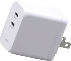 グリーンハウス｜GREEN HOUSE USB-AC充電器 PD対応 2ポート 45W Type-C×2 ホワイト GH-ACU2PF-WH [2ポート /USB Power Delivery対応]