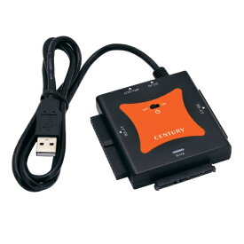 センチュリー｜Century Corporation 2.5インチ・3.5インチHDD/SSD用 変換アダプター USB-A接続 [SATA＋IDE] 光学ドライブ対応 裸族の頭 IDE＋SATA Ver.4 ブラック / オレンジ CRAISU2V4