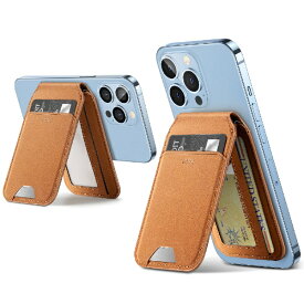 イーエスアール｜ESR マグネット式スマホスタンド ESR Tan Suede ESRHaloLockVeganLeatherWalletStand
