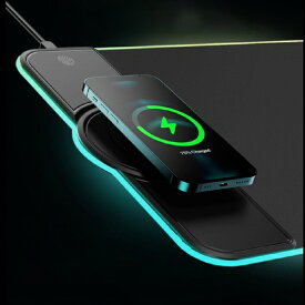 グローチャー｜GLOTURE ゲーミングマウスパッド [800x300x4mm] Qiワイヤレス充電対応(USB-A接続) ブラック GeeMousepad