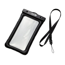 ELECOM｜エレコム スマホ防水ケース IPX8 （ 防水ケース ×1 ネックストラップ ×1） 【 iPhone Android 等 6.9インチまでの スマホ 対応】 水没防止設計 お風呂 海 プール スキー スノボ アウトドア AQUA PROOF ブラック P-WPSF04BK