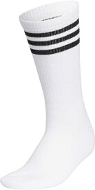 アディダス｜adidas 男女兼用 ユニセックス クルー丈 スリーストライプ クッションソックス(22〜24cm/ホワイト×ブラック) MGR52【返品交換不可】