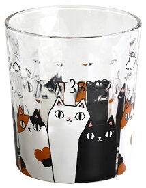 セラミック藍｜CERAMIC AI 猫3兄弟ガラスロックグラス 背のび