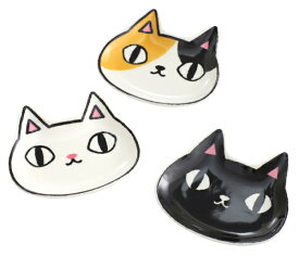 セラミック藍｜CERAMIC AI 顔小皿3枚セット 猫3兄弟