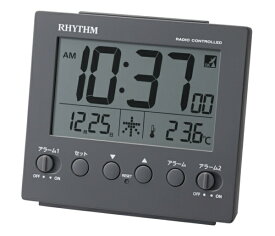 RHYTHM｜リズム時計 ダブルアラーム電波デジタル 【フィットウェーブD236】 ダークグレー 8RZ236SR82 [デジタル /電波自動受信機能有]
