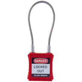 IFAM｜イファム イファム　ロックアウト用南京錠　スチールケーブル製シャックル　赤 44950