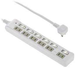 オーム電機｜OHM ELECTRIC 発煙ガード節電タップ 雷ガード 6個口 2m ホワイト HS-T62HL3-W [2.0m /6個口 /スイッチ付き（個別）]