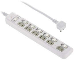 オーム電機｜OHM ELECTRIC 発煙ガード節電タップ 雷ガード ブレーカー付き 6個口 2m HS-T62BHL3-W [2.0m /6個口 /スイッチ付き（一括・個別混合）]