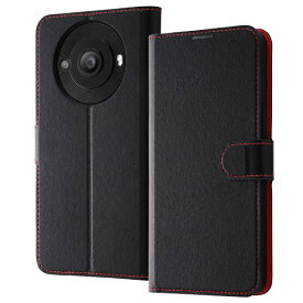 レイアウト｜rayout AQUOS R8 pro 耐衝撃 手帳型レザーケース シンプル マグネット ブラックレッド RTAQF1ELC1BR