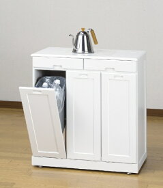 ファミリー・ライフ｜Family-life 天然木分別ダストボックス（タイル付き） 3分別 ホワイト 0297520