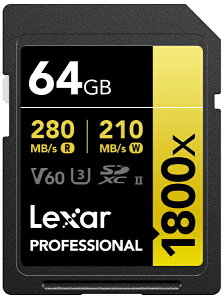 y܂Ƃߔōő10OFFN[|(10/31܂Łjz LexarbLT[ Lexar SDXCJ[h 64GB 1800x UHS-II GOLD U3 V60 LSD1800064G-B1NNJ [Class10 /64GB]