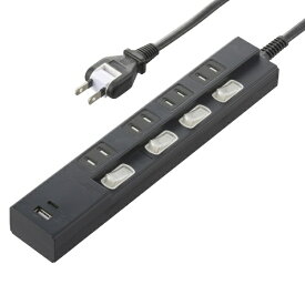 ORIGINAL BASIC｜オリジナルベーシック USB付き節電タップ Type-Cポート付 黒 OBB-TPK421AC-K [2.0m /4個口 /スイッチ付き（個別） /2ポート]