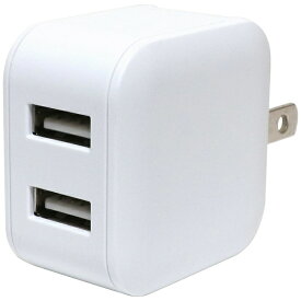 ナカバヤシ｜Nakabayashi 国内・海外対応 USB-ACアダプタ（2個口・USB2ポート合計2.4A）薄型・コンパクトタイプ ホワイト MBP-US03WH