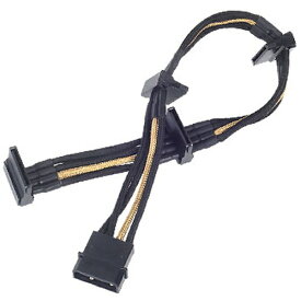 SilverStone｜シルバーストーン 電源延長ケーブル ペリフェラル4pin⇒SATA×4 PP07-BTSBG ブラック/ゴールド SST-PP07-BTSBG