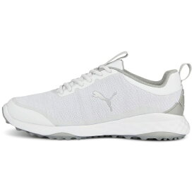プーマ｜PUMA 26.5cm メンズ ゴルフ フュージョン プロ ラバーソール スパイクレス シューズ(PUMA White×PUMA Silver×Flat Light Gray) 377041【返品交換不可】