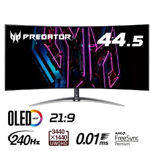 ACERbGCT[ USB-Cڑ Q[~Oj^[ Predator X45 ubN X45bmiiphuzx [44.5^ /UWQHD(3440×1440j /Ch /Ȗʌ^ /240Hz]