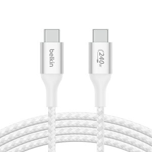BELKIN�b�x���L�� BoostCharge 240W USB-C to USB-C �ґg�P�[�u�� 2m �z���C�g CAB015bt2MWH [USB Power Delivery�Ή�]