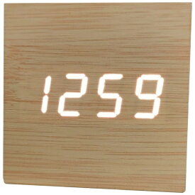 トランスヨーロッパコーポレーション 木目クロック/時計/日にち/温度/アラーム/音反応/白文字/USB電池/MDFPVC素材 63x63x60mm 木目 CYP008 [デジタル]