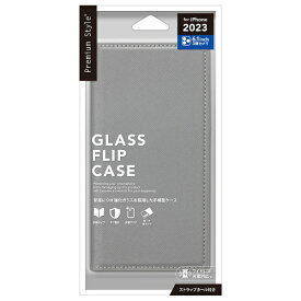 PGA｜ピージーエー iPhone 15 Pro（6.1インチ） ガラスフリップケース スクエアデザイン グレー Premium Style グレー PG-23BGF08GY
