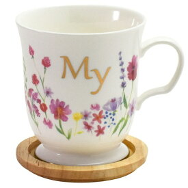 aito製作所｜アイトー パルテール イニシャル マグカップ 約350ml 木製コースター付 「MY」