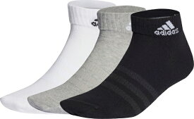 アディダス｜adidas ユニセックス 薄手・軽量アンクルソックス3足組(Lサイズ：28cm〜30cm/ミディアムグレーヘザー×ホワイト) EBL54【返品交換不可】