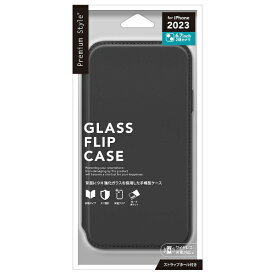PGA｜ピージーエー iPhone 15 Plus（6.7インチ） ガラスフリップケース ブラック Premium Style ブラック PG-23CGF01BK