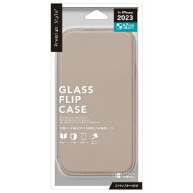 PGA｜ピージーエー iPhone 15 Plus（6.7インチ） ガラスフリップケース ベージュ Premium Style ベージュ PG-23CGF02BE